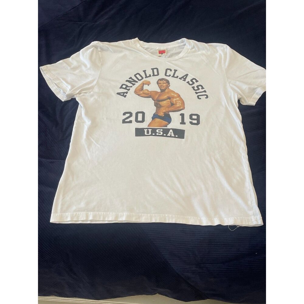 Homage Arnold Classic 2019 USA T-Shirt Men's Large White World Tour Bodybuilding